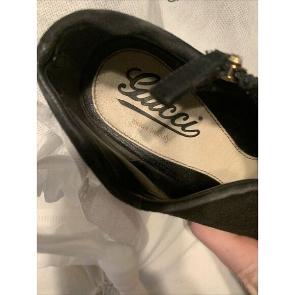 Gucci Authentic Solid Black Suede Leather High Heel Boots Booties 6 - Picture 7 of 9